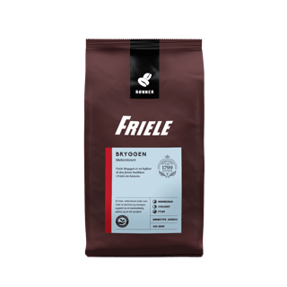 Friele Bryggen kaffepose foran alfa